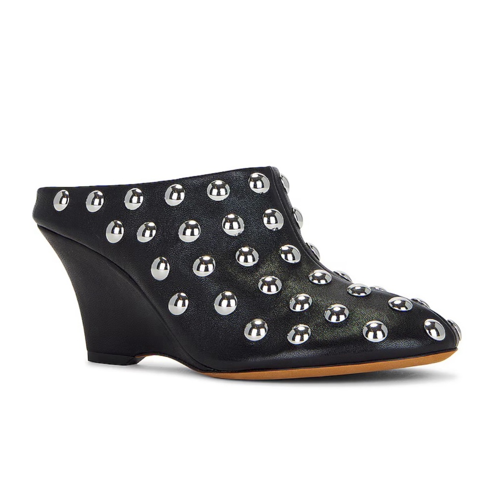 KHAITE The Apollo Studded Leather Wedge Mules - Picture 2 of 13
